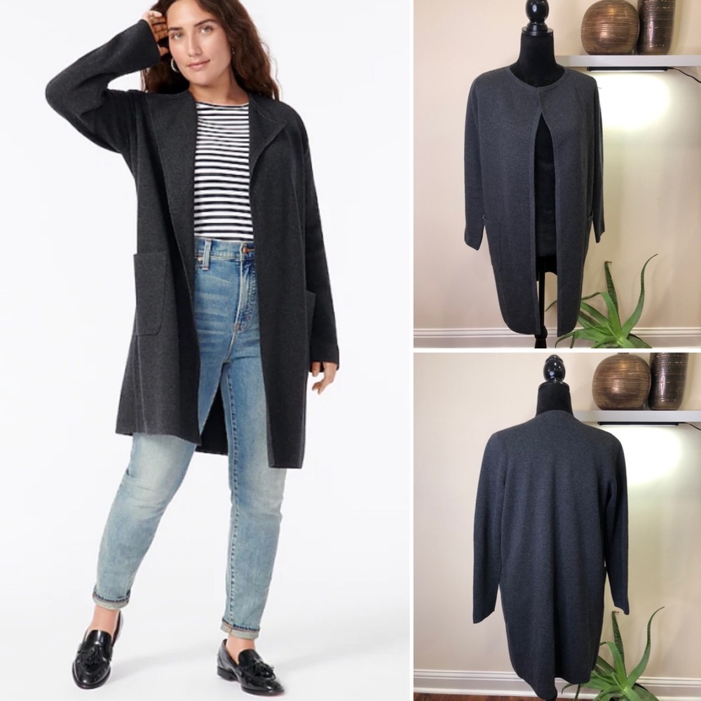 J Crew Cocoon Charcoal Gray Merino Wool Cardigan XXS